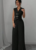 Elegant Sleeveless Vest & Pleated Wide-Leg Pants Set for Women