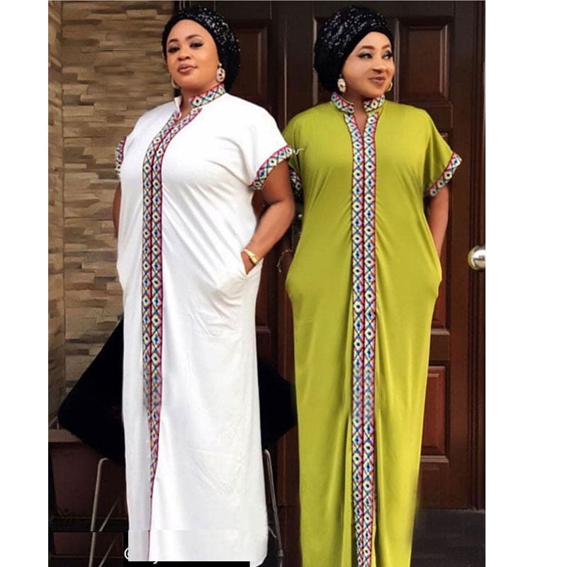 African Women Loose Short-sleeved Long Dress