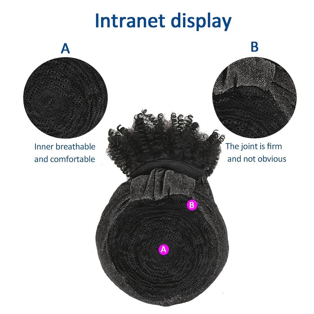 Headband Wig With Bangs Head Wrap Wigs 2 In 1 Afro Wigs, Short Kinky Curly Wigs For Women Head Wrap Wigs Afro High Puff With Bangs Wigs, Synthetic Black/burgundy/dark Brown Wig Music Festival