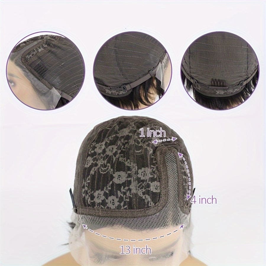 6inch 150% Density 13x4x1 T Part Lace Natural Black Color Pixie Cut Human Hair Wigs For Women Short Curly Human Hair Wig Daily Party Cosplay Christmas Use Remy Wig