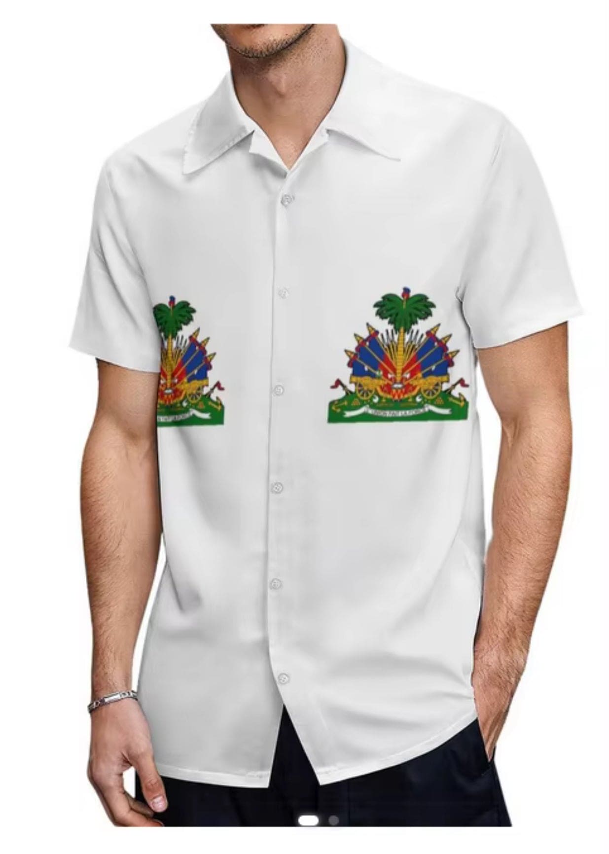 White Short Sleeve Shirt with Emblem