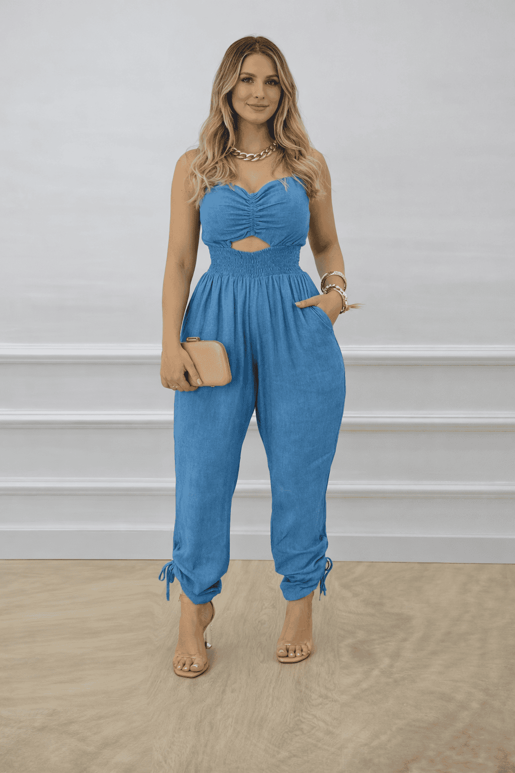 European And American Women's Tube Top Denim Jumpsuit Sleeveless Strapless Outfits
