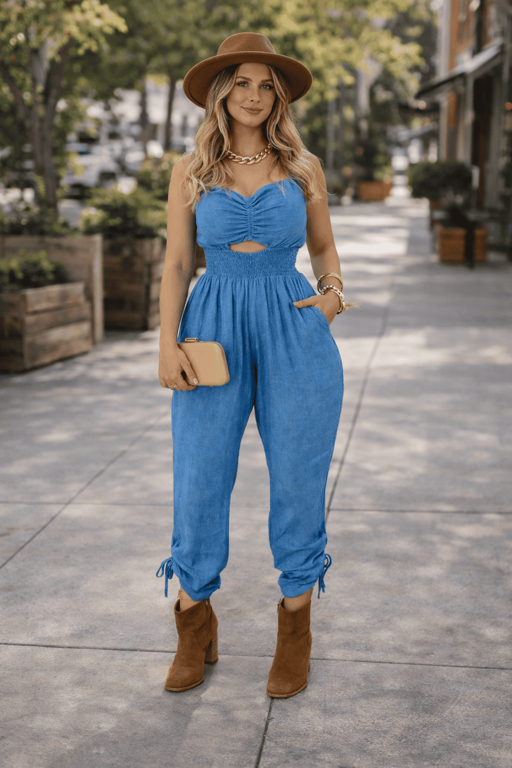 European And American Women's Tube Top Denim Jumpsuit Sleeveless Strapless Outfits