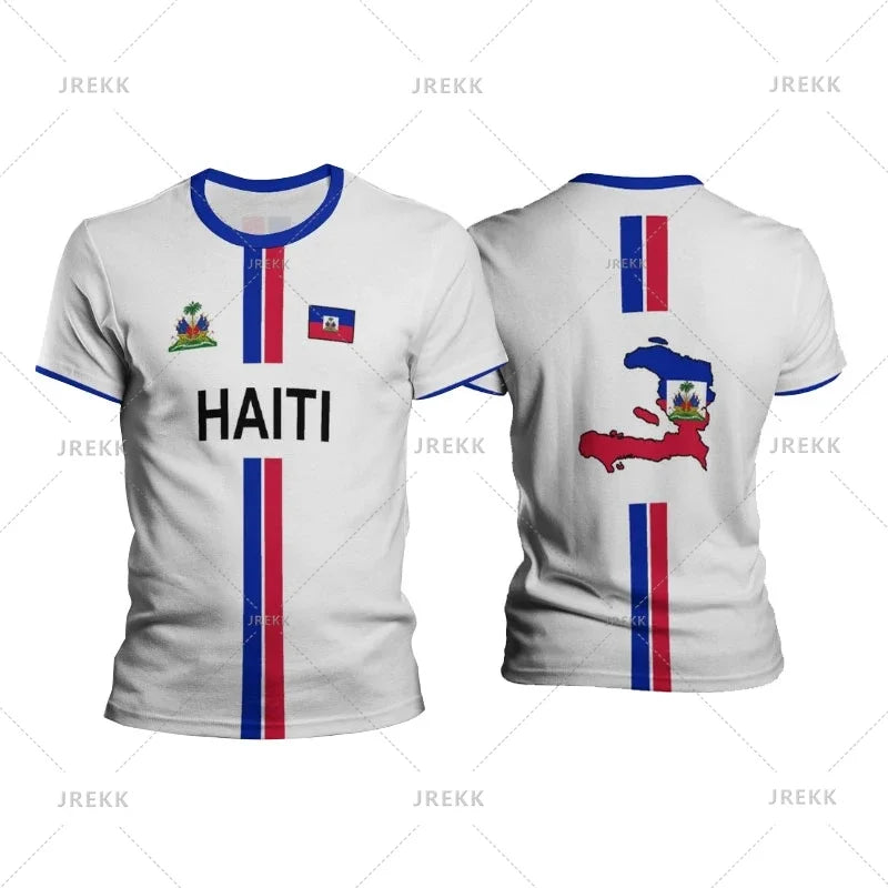 Haiti Football T Shirts Men's Sports T-shirt Haitian Flag Street Oversized Tops Unisex Casual Graphic Tees Tops Y2k Men's Gifts