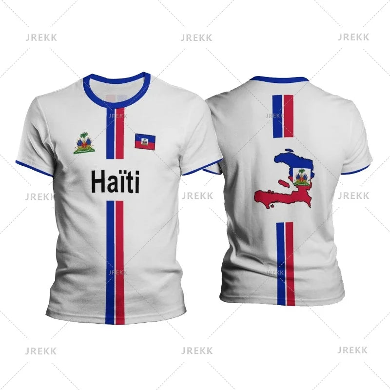 Haiti Football T Shirts Men's Sports T-shirt Haitian Flag Street Oversized Tops Unisex Casual Graphic Tees Tops Y2k Men's Gifts