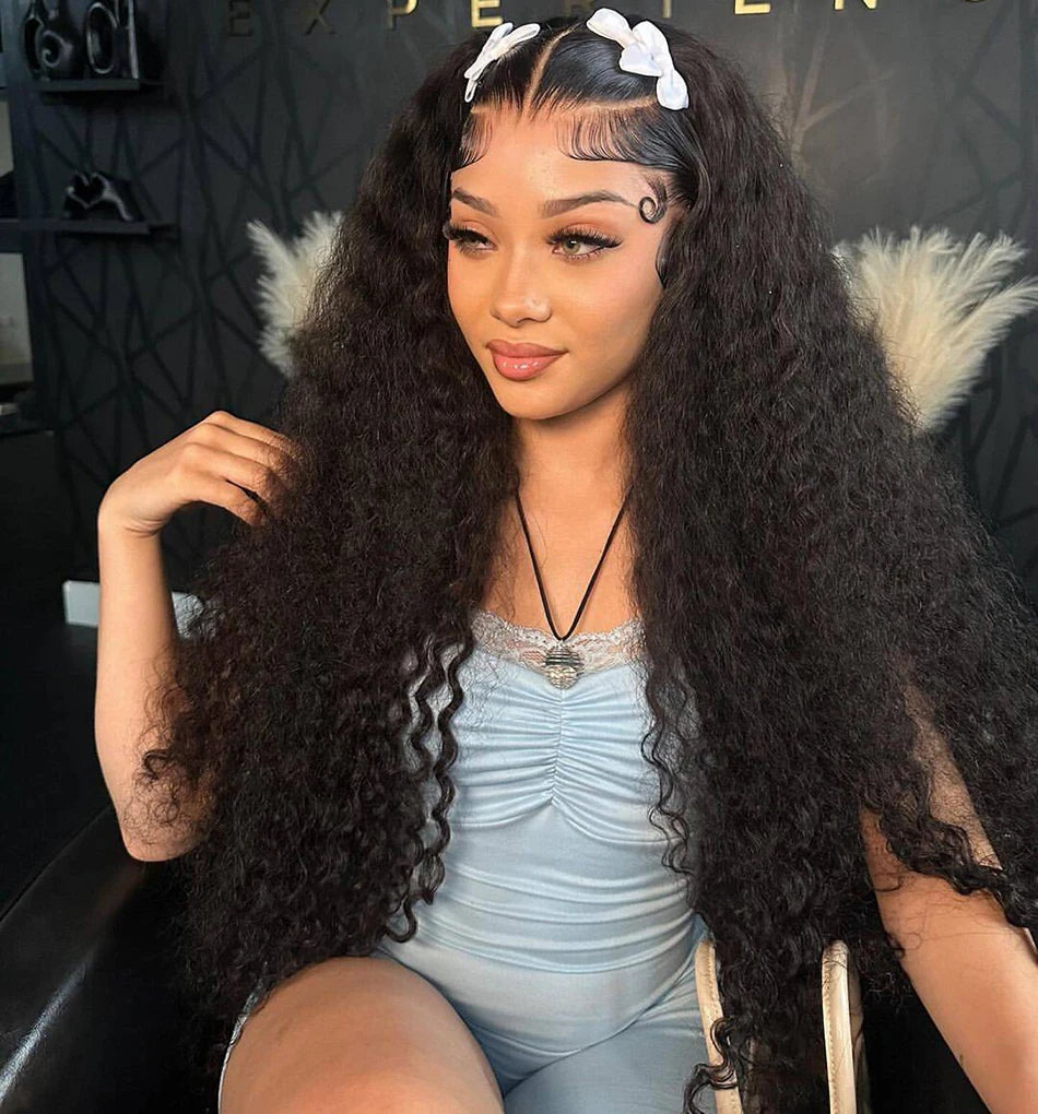 13x6 HD Lace Front Water Curly Wave Human Hair Wigs 40 Inch Long Exotic Jerry Curly Human Hair Frontal Wigs Full Bouncy