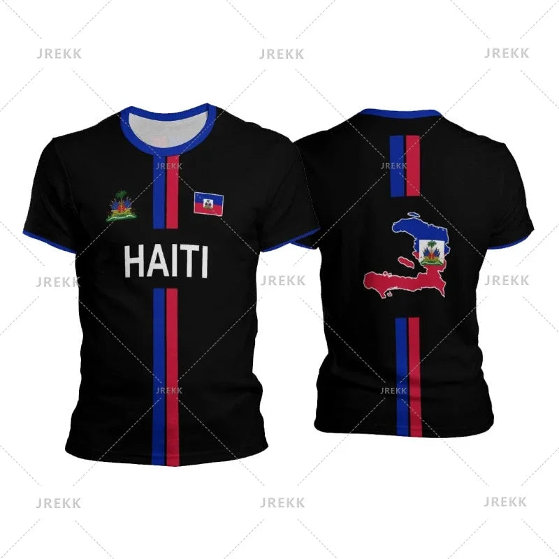 Haiti Football T Shirts Men's Sports T-shirt Haitian Flag Street Oversized Tops Unisex Casual Graphic Tees Tops Y2k Men's Gifts