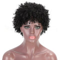 Small Curly Synthetic Hair Wigs with Bangs 6 Inches 1B Color Short Wig For Women Daily Cosplay Use