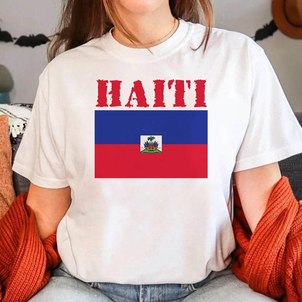 Haiti T Shirt Women Funny Y2K Harajuku T-shirts Female Funny Clothing Aesthetic Clothes Women Clothing