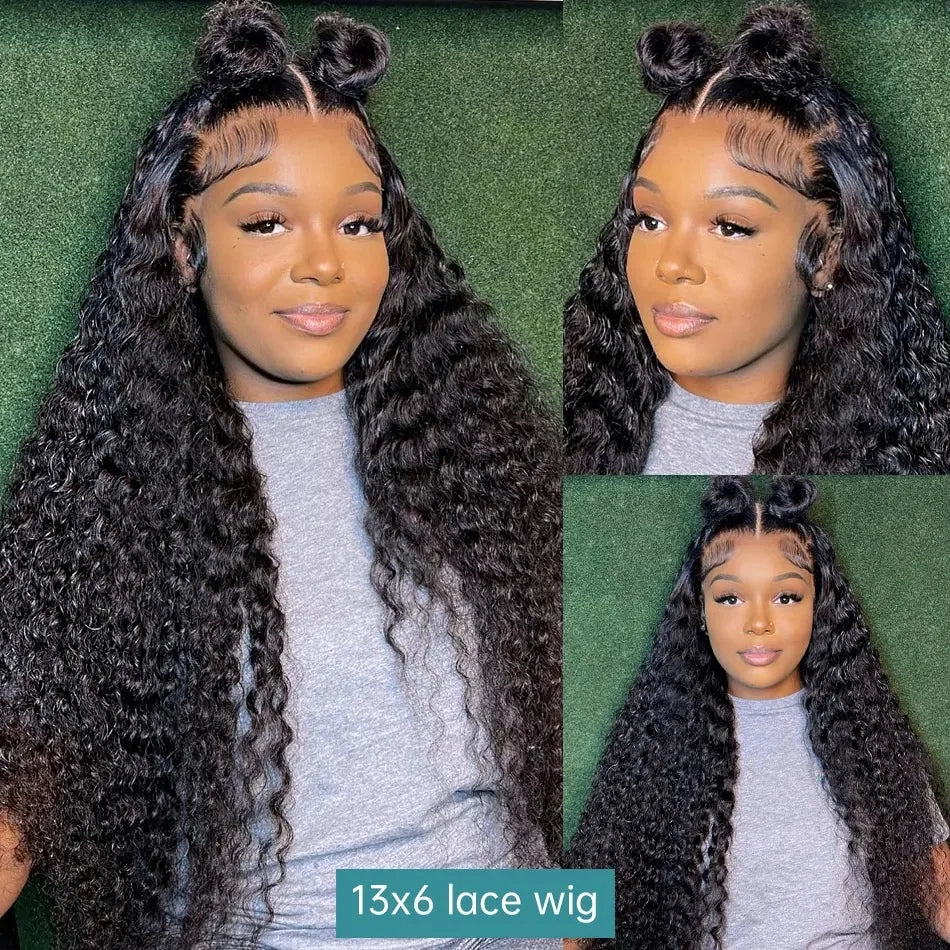 13x6 HD Lace Front Water Curly Wave Human Hair Wigs 40 Inch Long Exotic Jerry Curly Human Hair Frontal Wigs Full Bouncy