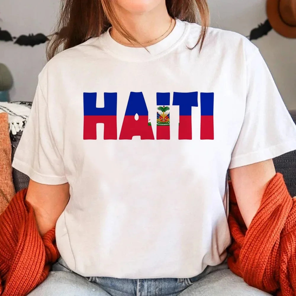 Haiti T Shirt Women Funny Y2K Harajuku T-shirts Female Funny Clothing Aesthetic Clothes Women Clothing