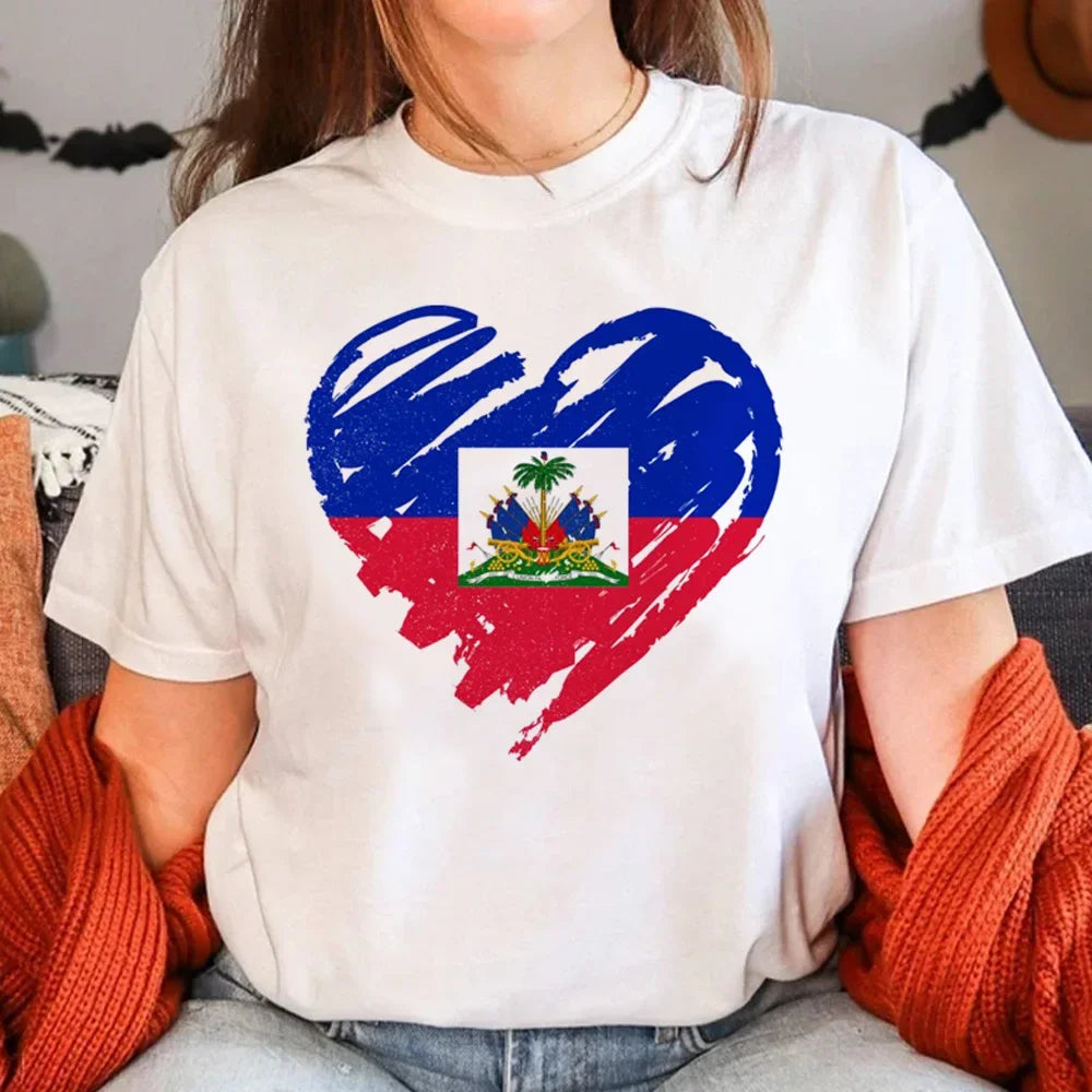 Haiti T Shirt Women Funny Y2K Harajuku T-shirts Female Funny Clothing Aesthetic Clothes Women Clothing