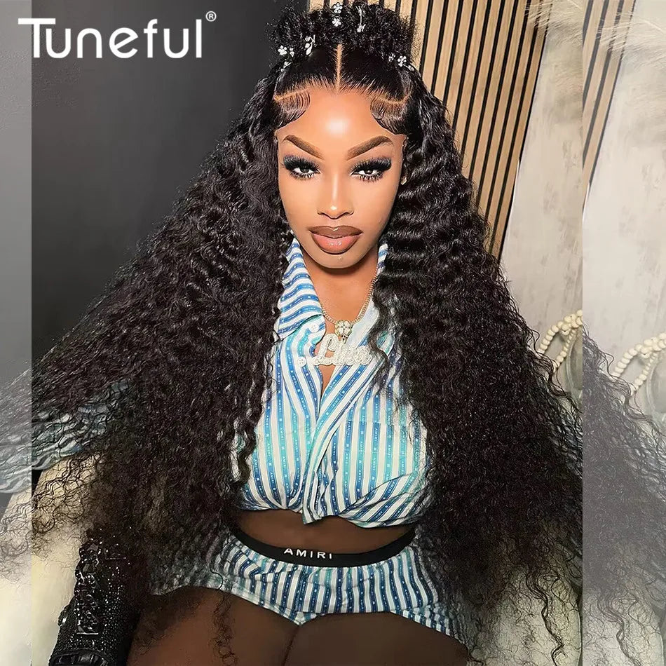 13x6 HD Lace Front Water Curly Wave Human Hair Wigs 40 Inch Long Exotic Jerry Curly Human Hair Frontal Wigs Full Bouncy