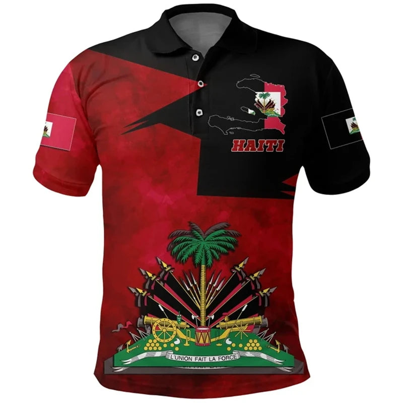Haiti Flag Polo Shirt – 3D Emblem Edition