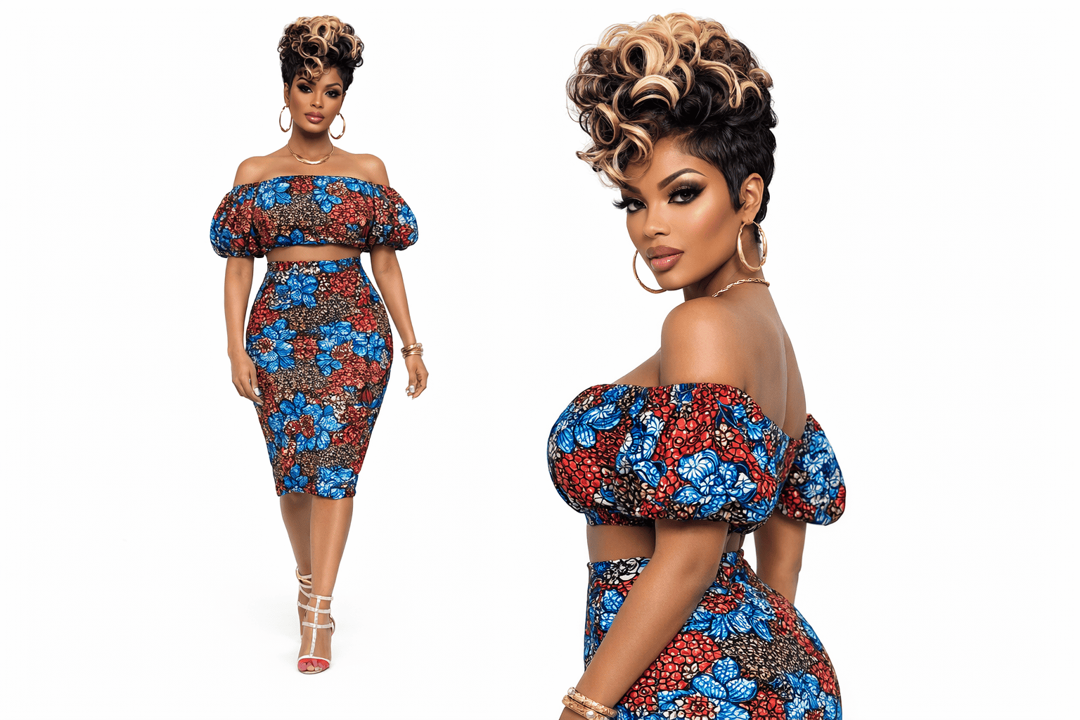 African Ethnic Printing Batik Cotton Two-piece AFRIPRIDE