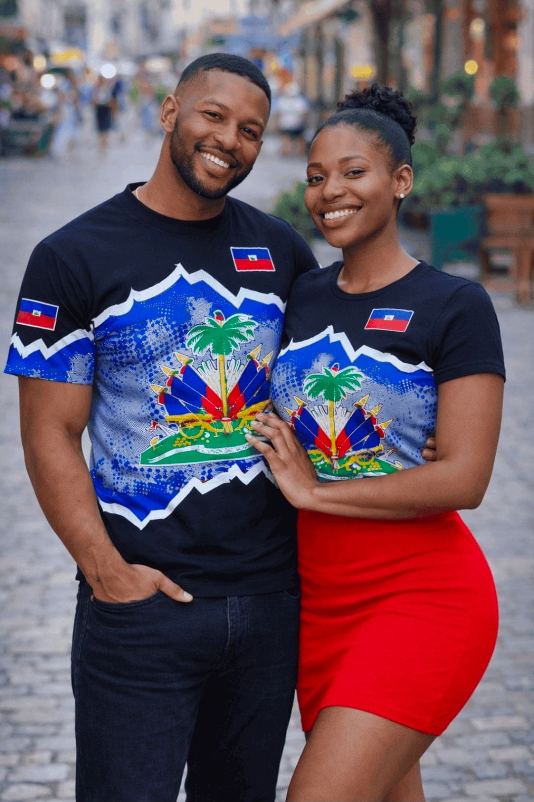 Men’s Haitian Flag 3D Print T-Shirt – National Emblem Short Sleeve