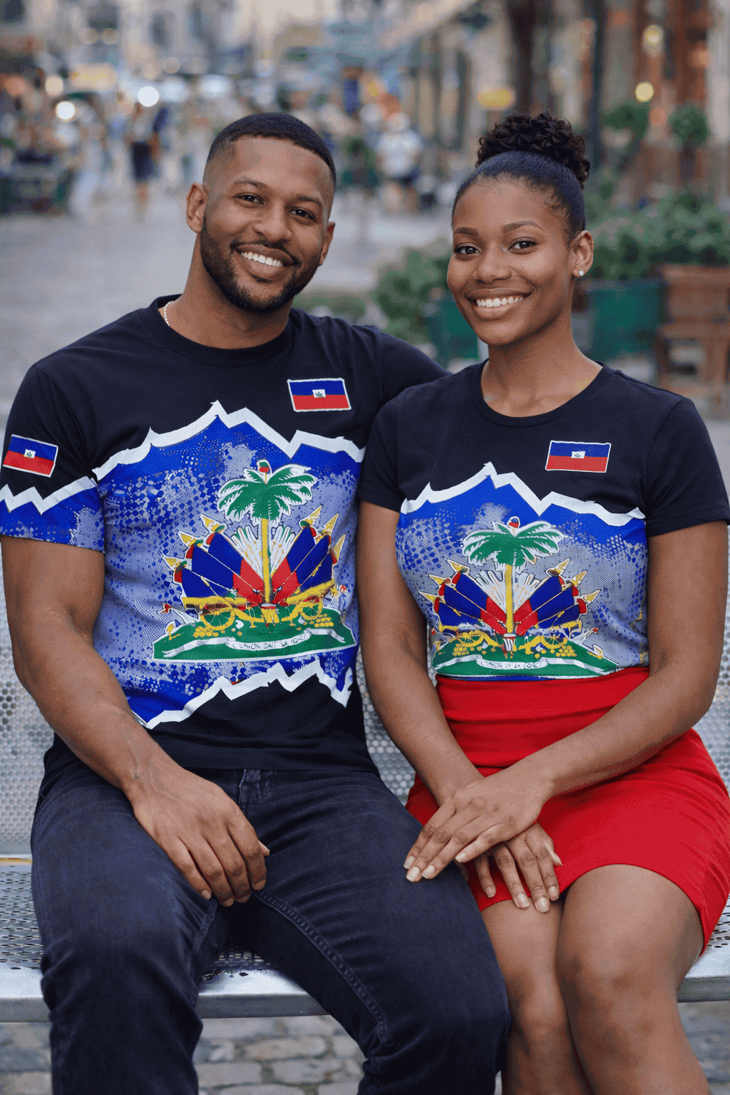 Men’s Haitian Flag 3D Print T-Shirt – National Emblem Short Sleeve