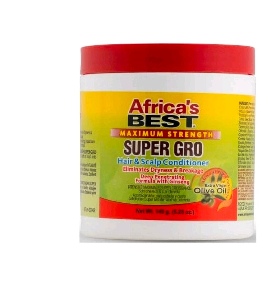 Africa’s Best Maximum Strength Super Gro Hair & Scalp Conditioner – Moisturizing with Ginseng & Extra Virgin Olive Oil – 5.25 oz