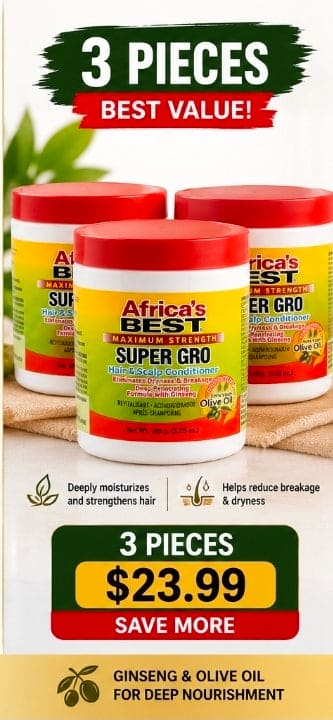 Africa’s Best Maximum Strength Super Gro Hair & Scalp Conditioner – Moisturizing with Ginseng & Extra Virgin Olive Oil – 5.25 oz