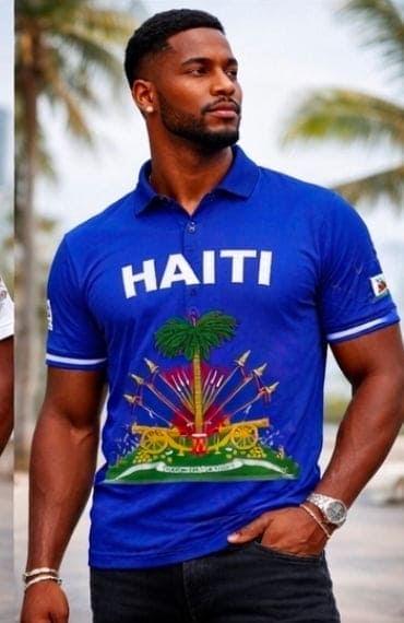 Unisex Haiti Flag 3D Printed Polo Shirt – Casual Button O-Neck Oversized Summer Streetwear Top