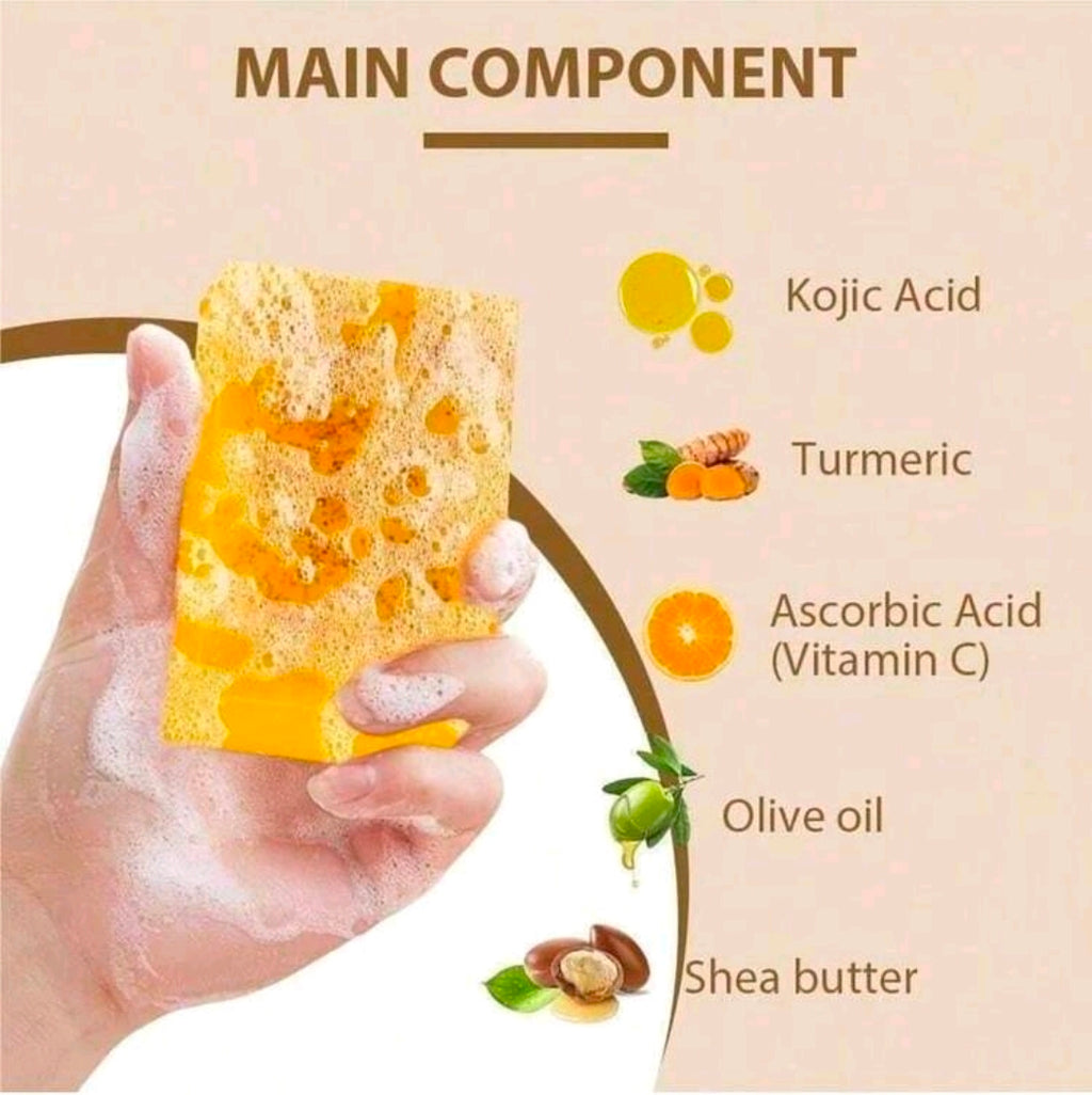 Turmeric Lemon Kojic Acid Soap 100g | Handmade Face & Body Cleanser | Rich Foaming Soap with Essential Oils | 1, 3 & 6 Pack