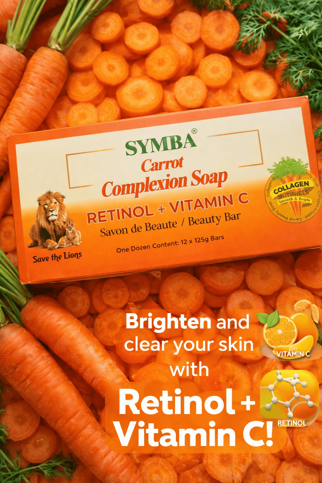 Symba Carrot Complexion Soap 125g – Retinol, Vitamin C & Collagen