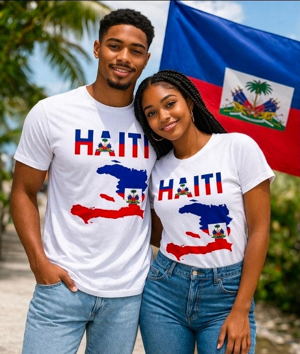 Haiti Map Graphic T-Shirt – Haitian Flag Design Casual Cotton Tee (Unisex)