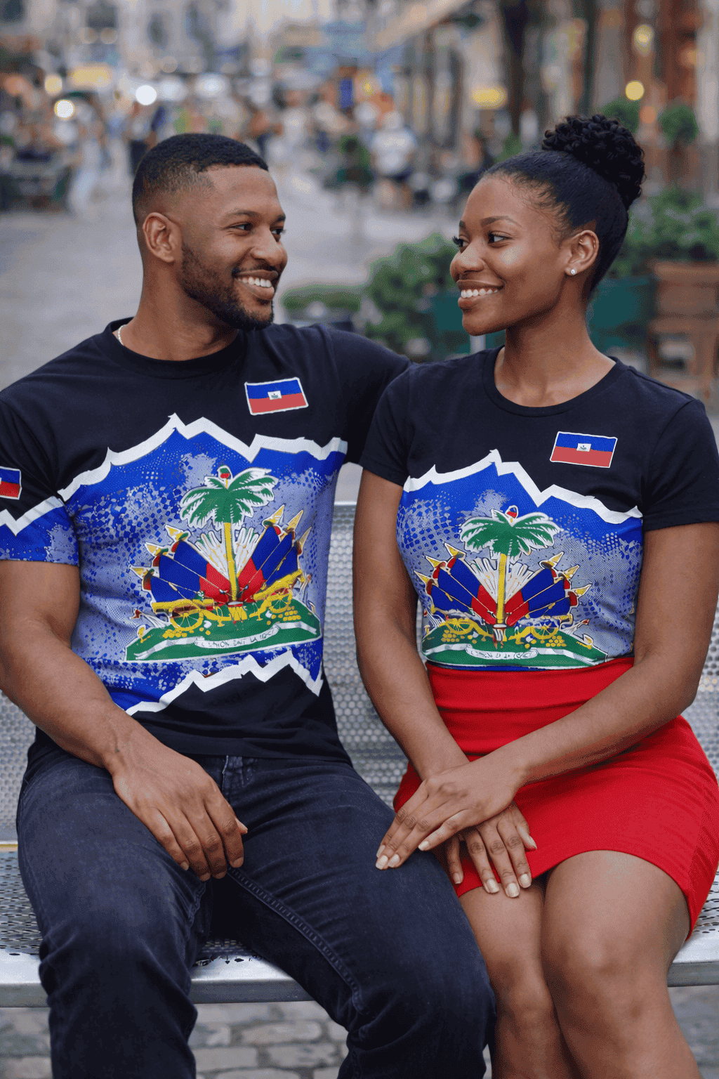 Men’s Haitian Flag 3D Print T-Shirt – National Emblem Short Sleeve