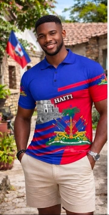 Haiti Flag Polo Shirt – 3D Emblem Edition
