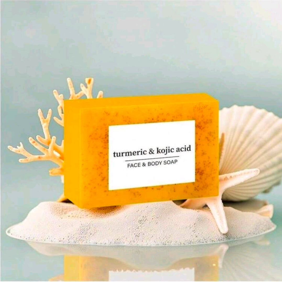 Turmeric Lemon Kojic Acid Soap 100g | Handmade Face & Body Cleanser | Rich Foaming Soap with Essential Oils | 1, 3 & 6 Pack