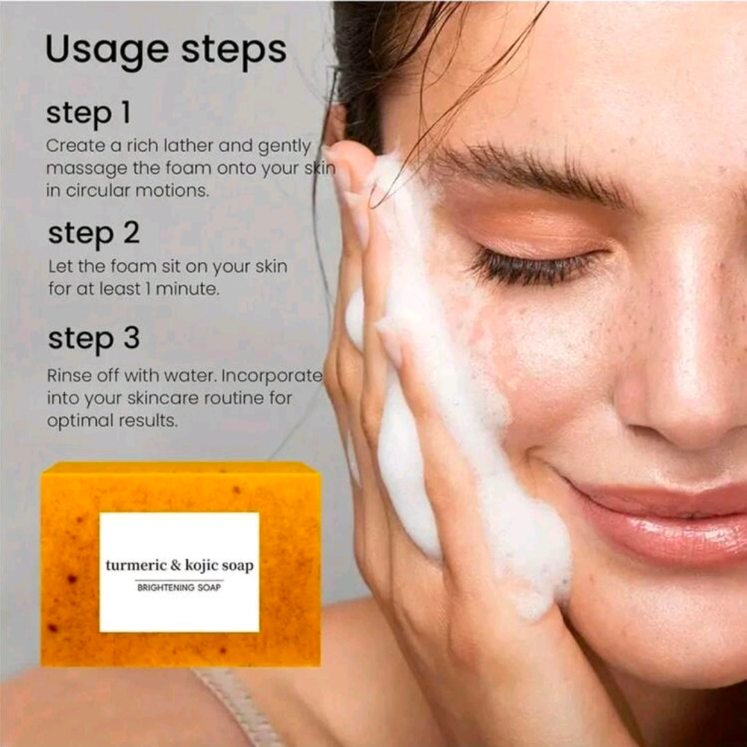 Turmeric Lemon Kojic Acid Soap 100g | Handmade Face & Body Cleanser | Rich Foaming Soap with Essential Oils | 1, 3 & 6 Pack