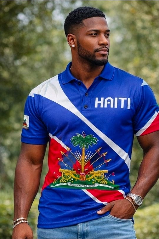 Unisex Haiti Flag 3D Printed Polo Shirt – Casual Button O-Neck Oversized Summer Streetwear Top
