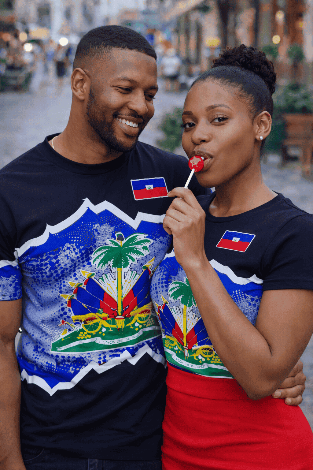 Men’s Haitian Flag 3D Print T-Shirt – National Emblem Short Sleeve