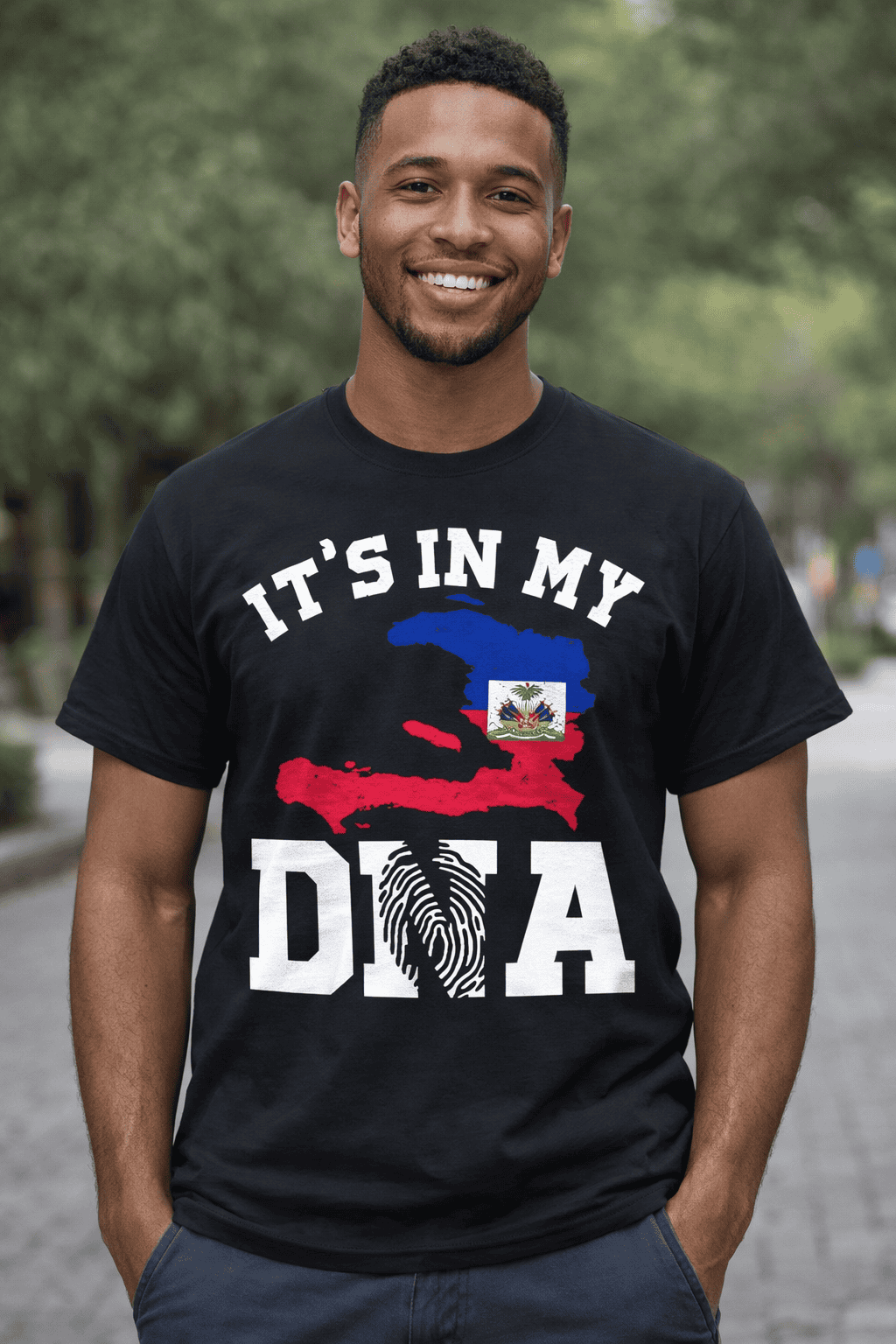 Haitian Pride “It’s In My DNA” T-Shirt 🇭🇹 | Unisex Cotton Graphic Tee | Black Shirt