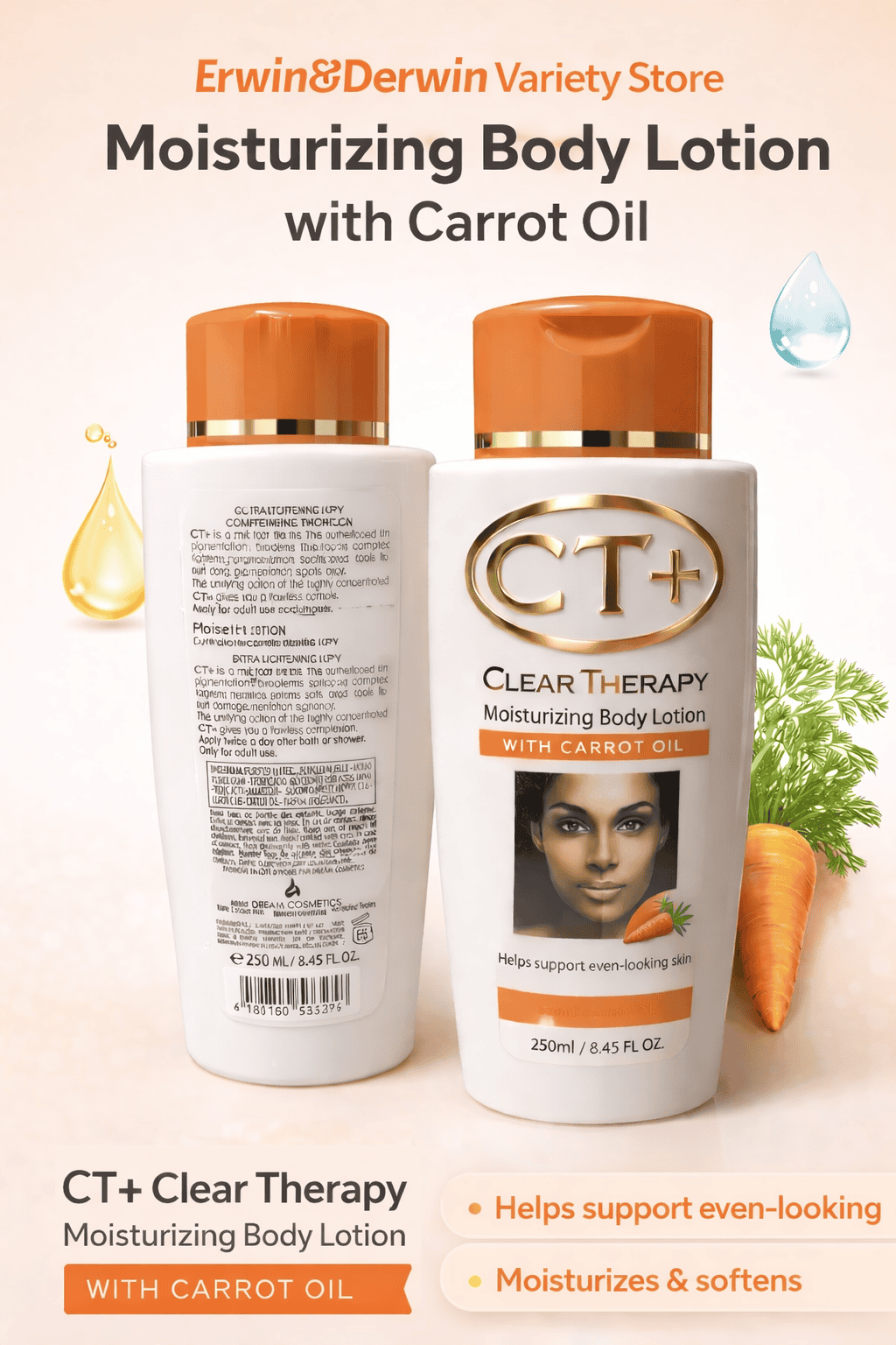 CT+ Carrot Moisturizing Body Lotion and Face soap