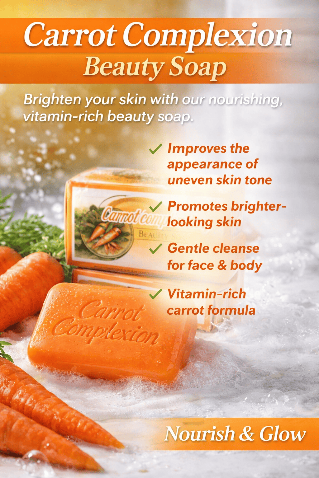 Carrot Complexion Beauty Soap – Radiant & Glowing Skin