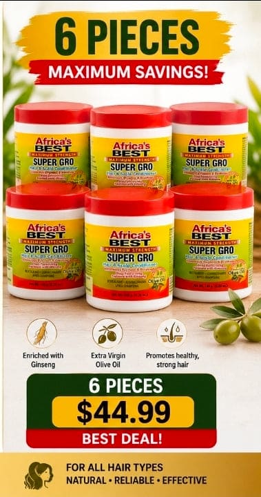 Africa’s Best Maximum Strength Super Gro Hair & Scalp Conditioner – Moisturizing with Ginseng & Extra Virgin Olive Oil – 5.25 oz