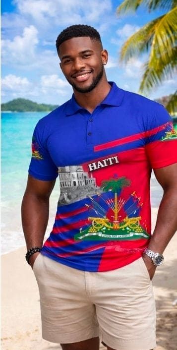 Haiti Flag Polo Shirt – 3D Emblem Edition