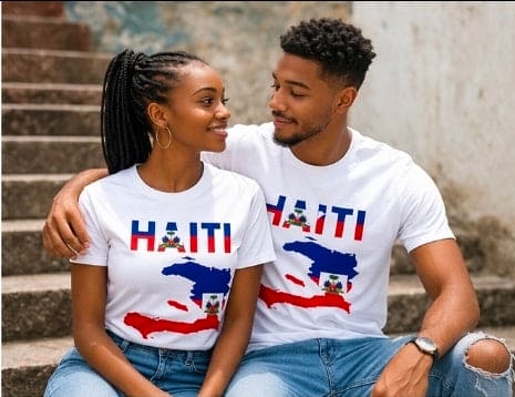 Haiti Map Graphic T-Shirt – Haitian Flag Design Casual Cotton Tee (Unisex)