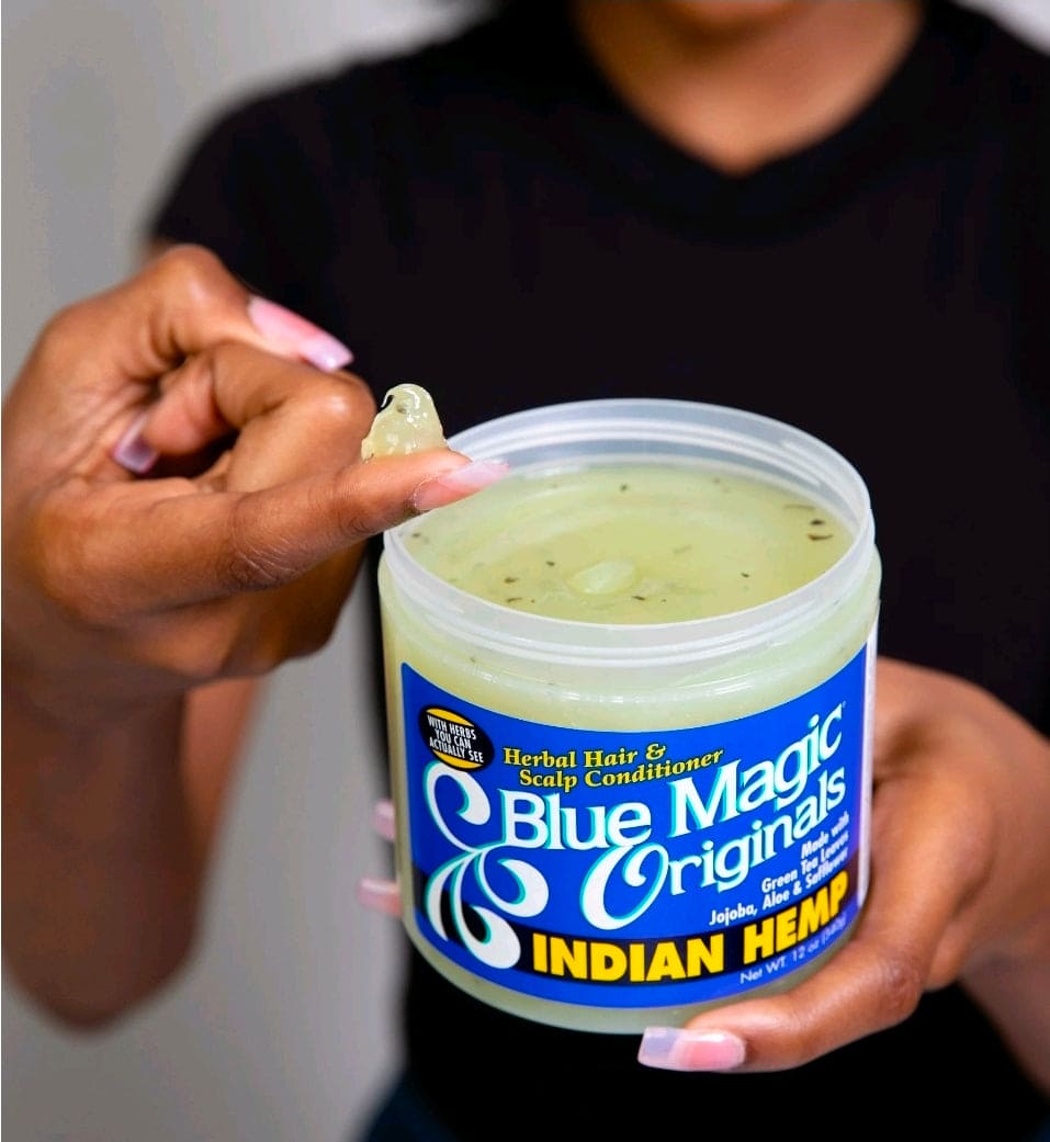 Blue Magic Indian Hemp Herbal Hair & Scalp Conditioner, 12 oz, Moisturizing Hair Pomade for Dry Hair & Scalp