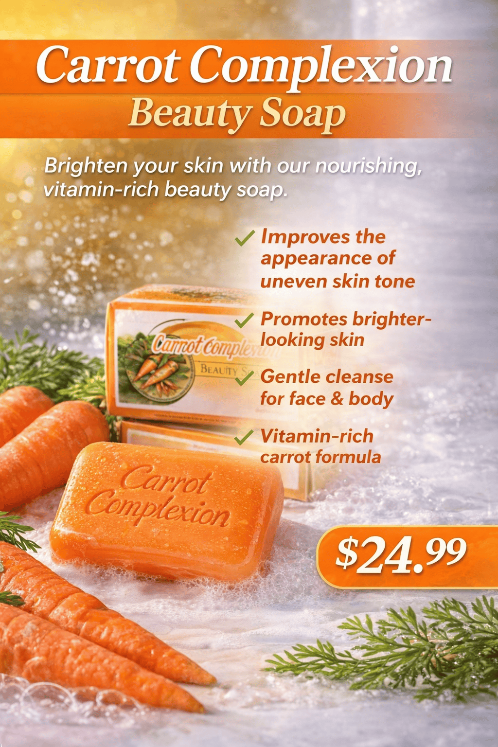 Carrot Complexion Beauty Soap – Radiant & Glowing Skin