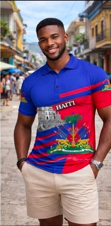 Haiti Flag Polo Shirt – 3D Emblem Edition