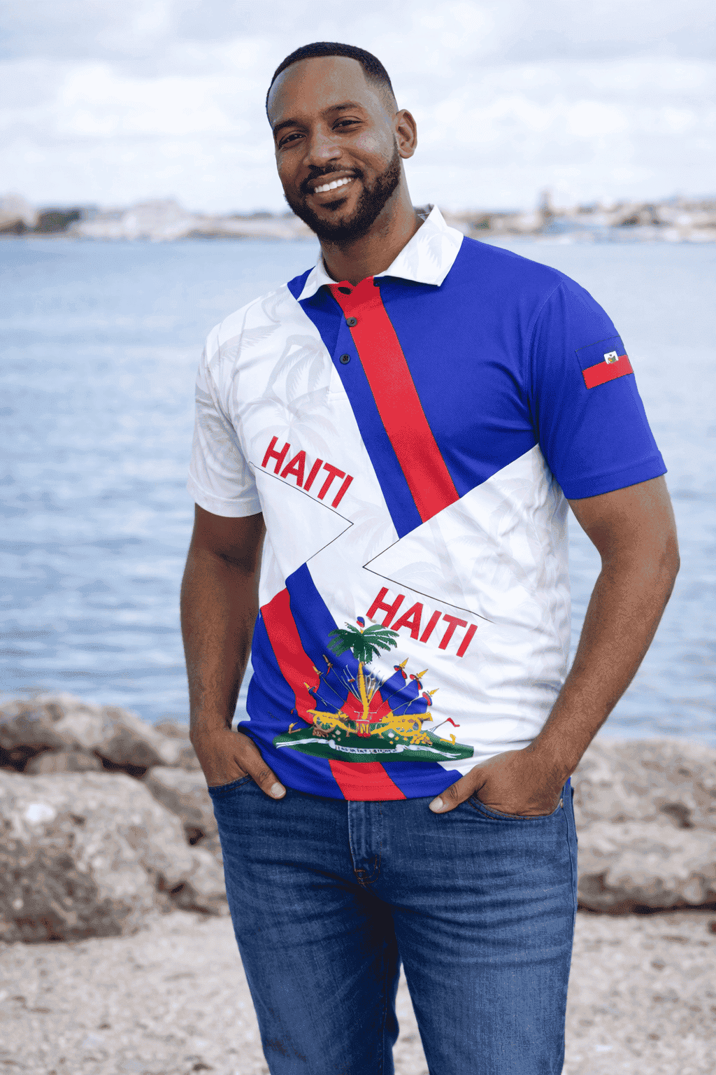 Haiti Flag Polo Shirt – 3D Emblem Edition