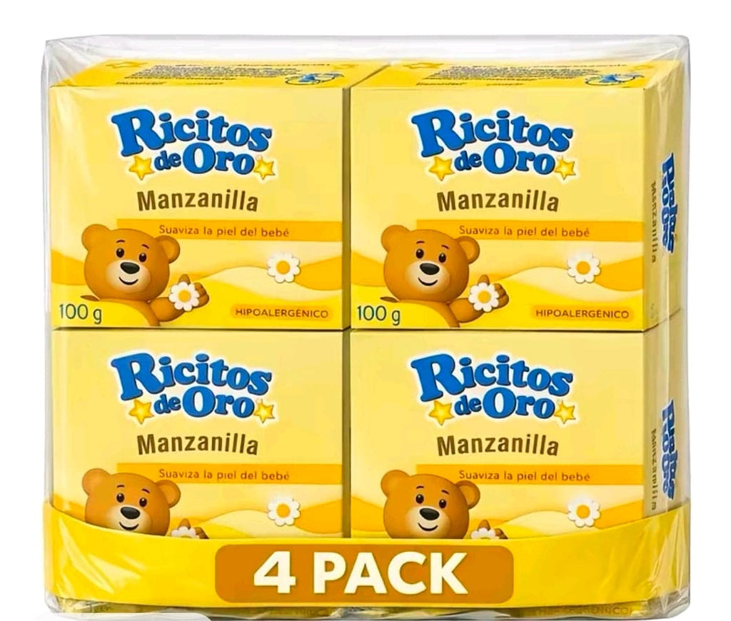 Ricitos de Oro Manzanilla Soap Bars, 100 g Each – 4 Pack