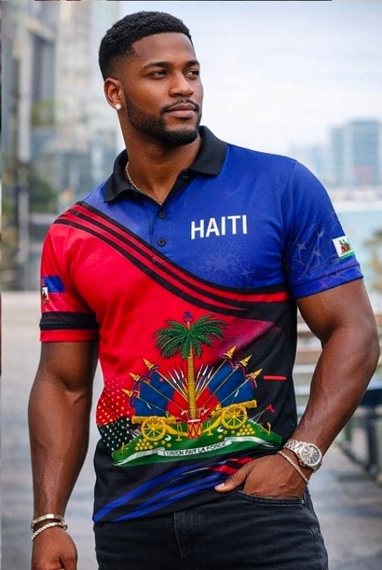 Unisex Haiti Flag 3D Printed Polo Shirt – Casual Button O-Neck Oversized Summer Streetwear Top