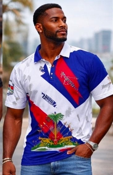 Unisex Haiti Flag 3D Printed Polo Shirt – Casual Button O-Neck Oversized Summer Streetwear Top