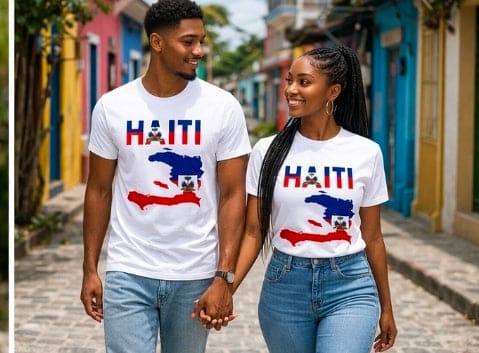 Haiti Map Graphic T-Shirt – Haitian Flag Design Casual Cotton Tee (Unisex)