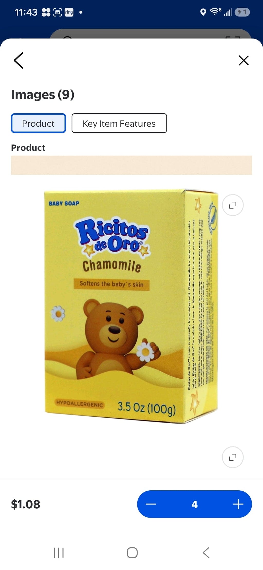 Ricitos de Oro Manzanilla Soap Bars, 100 g Each – 4 Pack