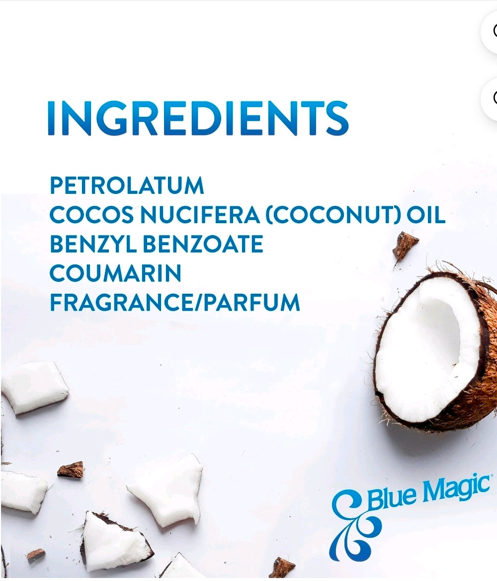 Blue Magic Coconut Oil Conditioner, 12 oz., Dry Hair Type, Repair Split Ends, Moisturizing, Jar