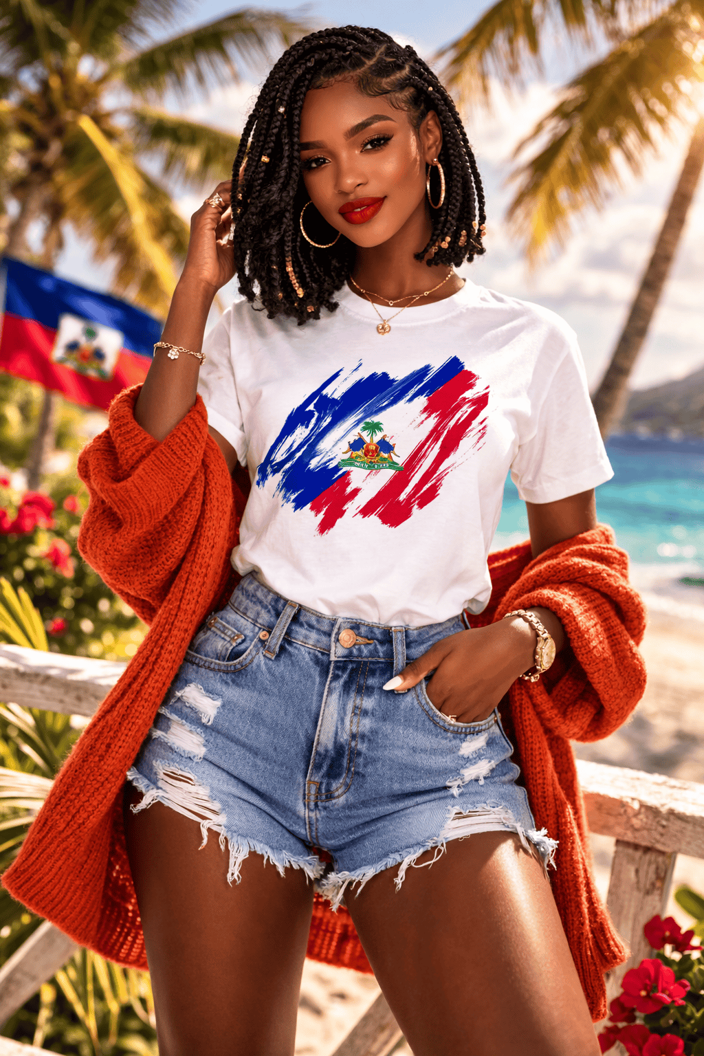 Haiti T Shirt Women Funny Y2K Harajuku T-shirts Female Funny Clothing Aesthetic Clothes Women Clothing